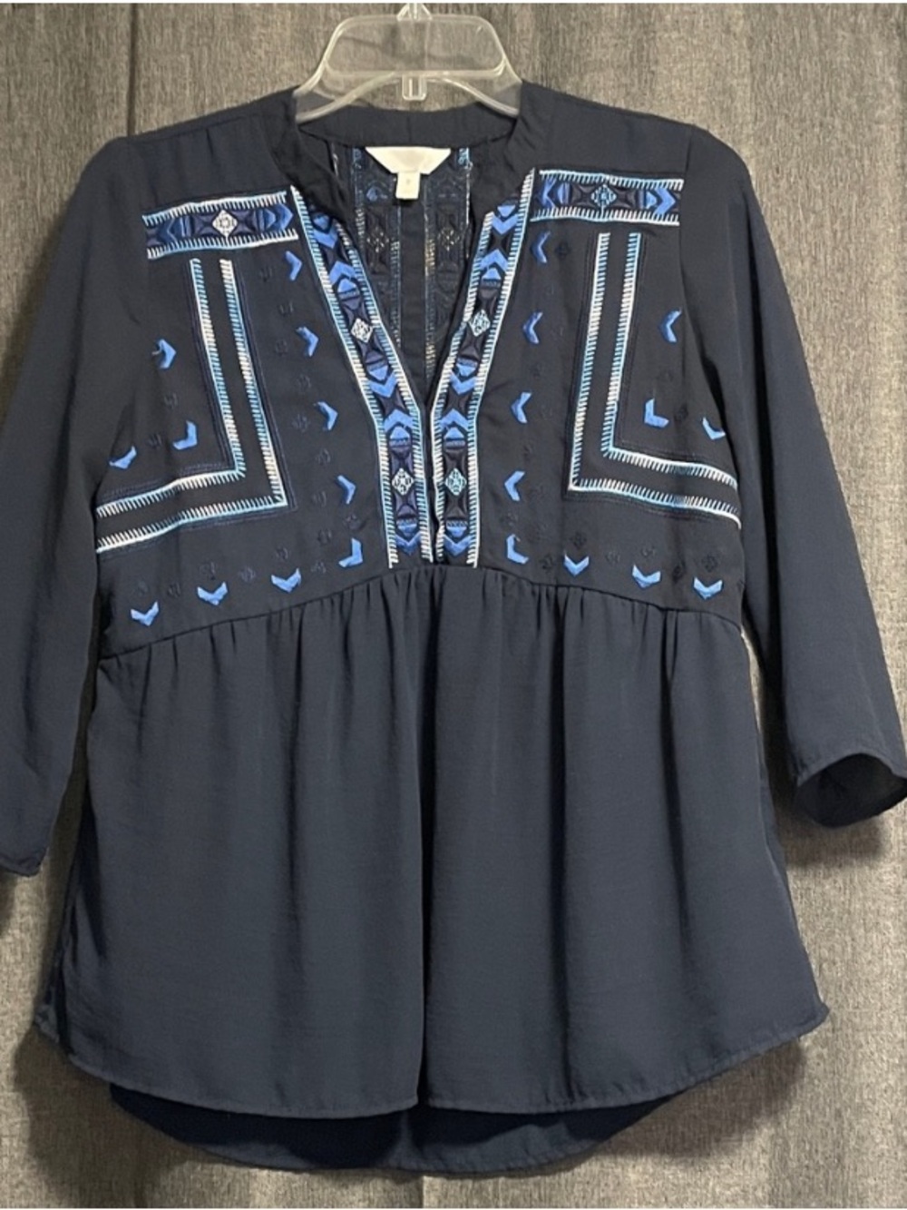 Adiva Navy Blouse with Blue Embroidery